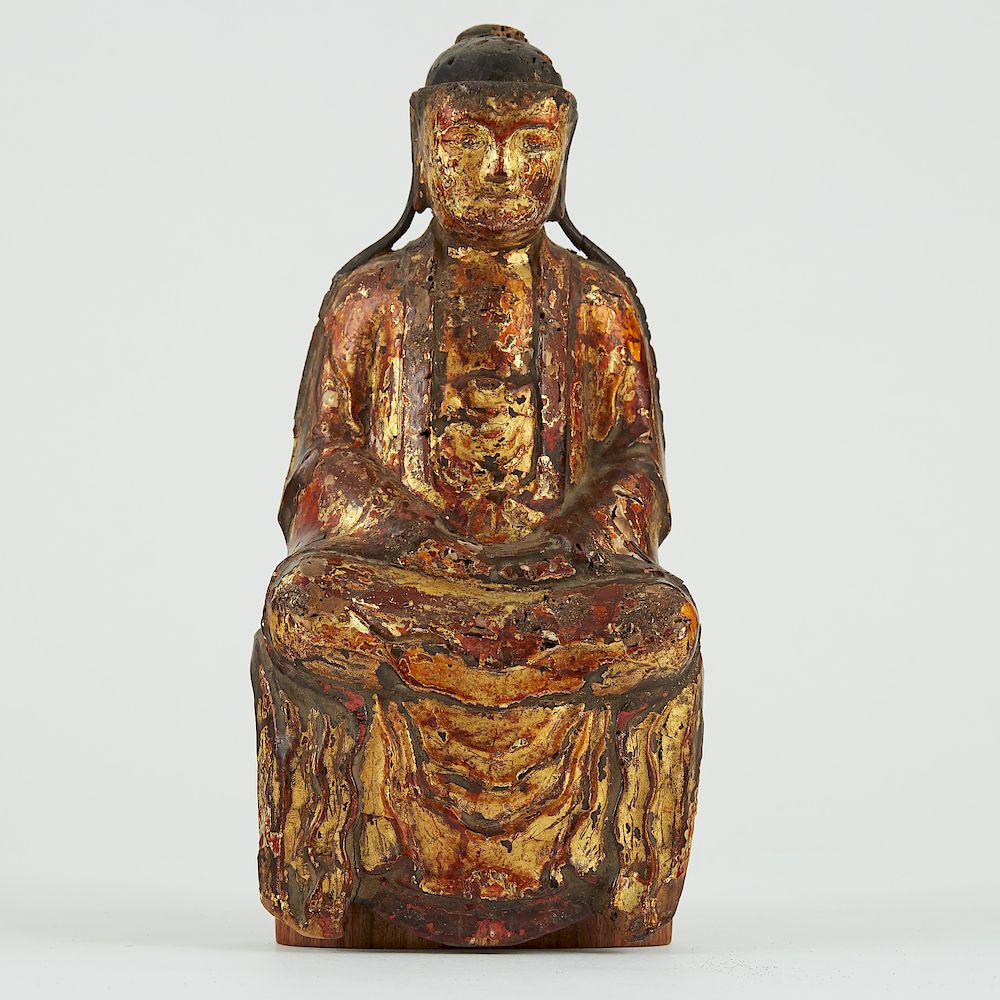 Appraisal: Chinese Ming Dynasty Wooden Buddha Chinese Ming Dynasty - gilt