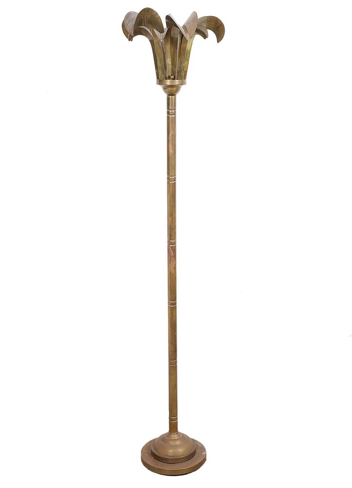 Appraisal: Art Deco Brass Palm Tree Floor Lamp Unusual Art Deco