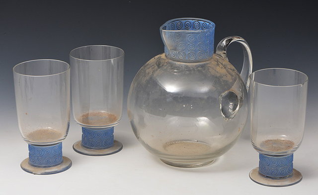 Appraisal: Rene Lalique French - 'Chinon' drinks setcomprising jug and three