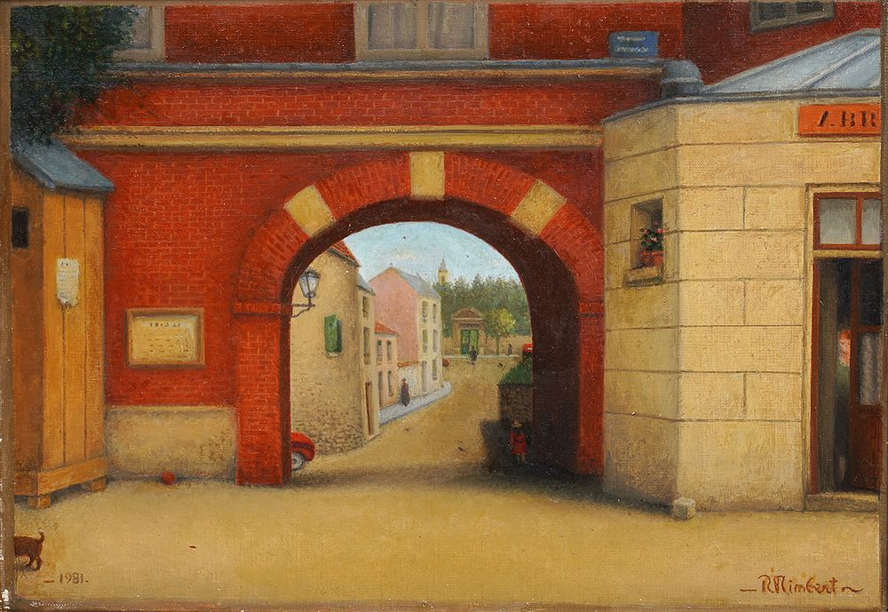 Appraisal: Ren Rimbert Oil Painting 'Entry To Town' Ren Rimbert French