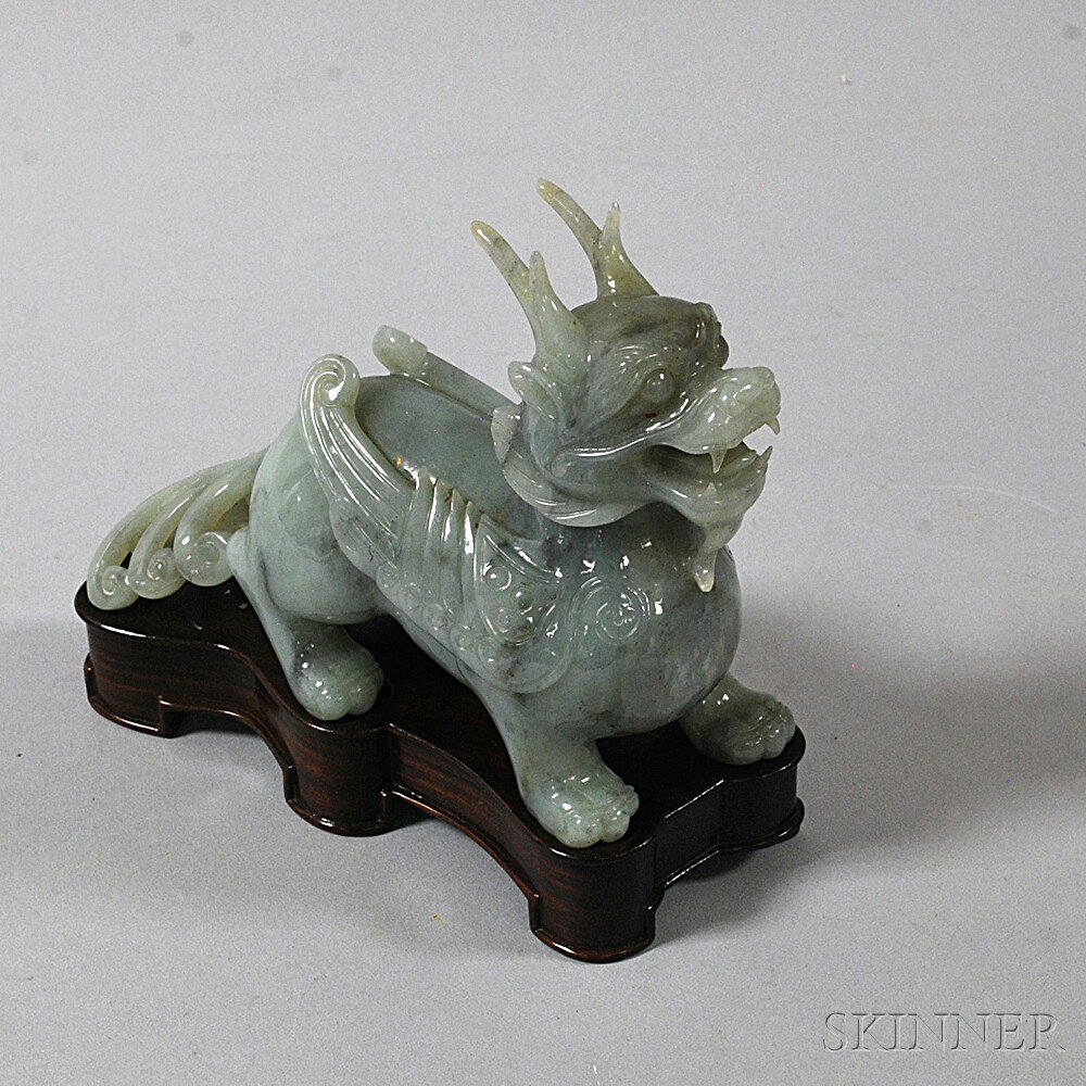 Appraisal: Chinese Celadon Hardstone Carving of Pixiu th century the winged