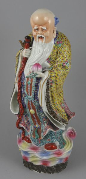 Appraisal: Chinese porcelain sculpture of an elderly man h Good condition