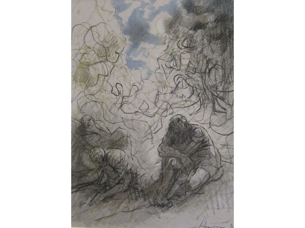 Appraisal: PETER HOWSON b Wash over chalk 'Elijah' signed and dated