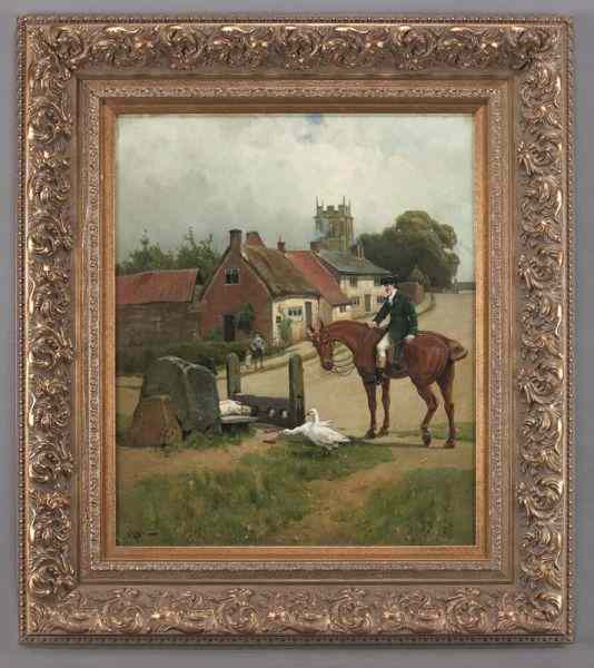 Appraisal: Arthur William Redgate ''In the Stocks'' oilpainting on canvas Signed