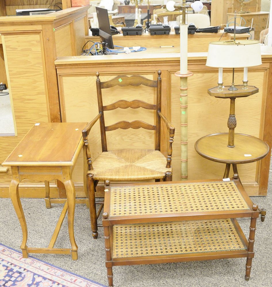 Appraisal: Five piece lot to include lamp table arm chair floor