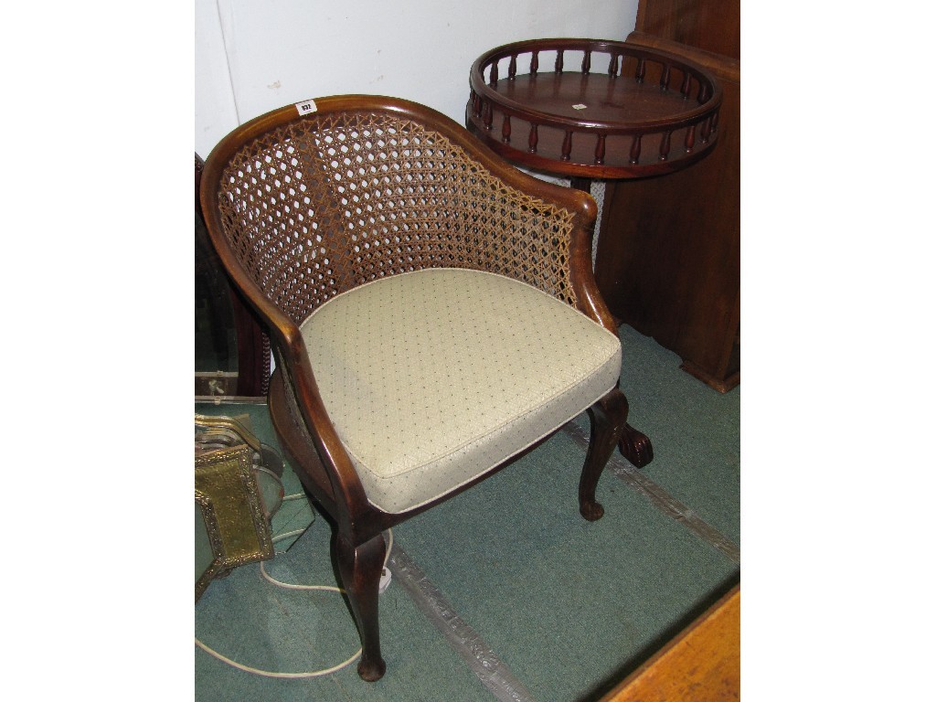 Appraisal: Lot comprising bergere tub chair and a pedestal table