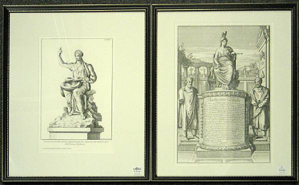 Appraisal: Five framed etchings and engravings of classical sculptures after Francesco