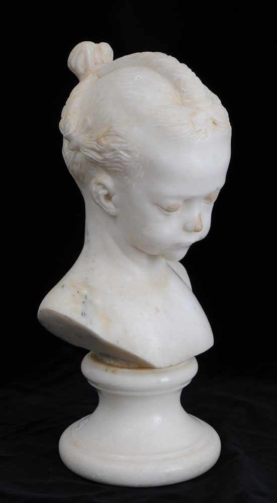 Appraisal: JACQUES-FRANCOIS-JOSEPH SALY BUST OF A GIRL Marble as is in