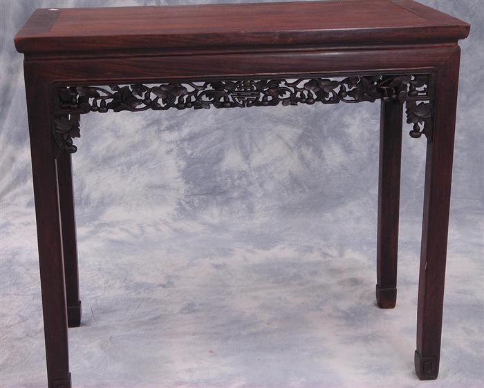 Appraisal: Carved Chinese hardwood alter table finely carved frieze th th