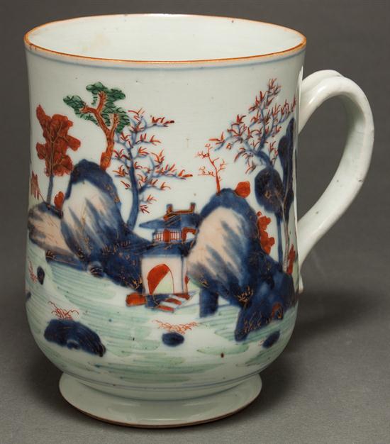 Appraisal: Chinese Export Imari porcelain tankard circa river and pagoda scene