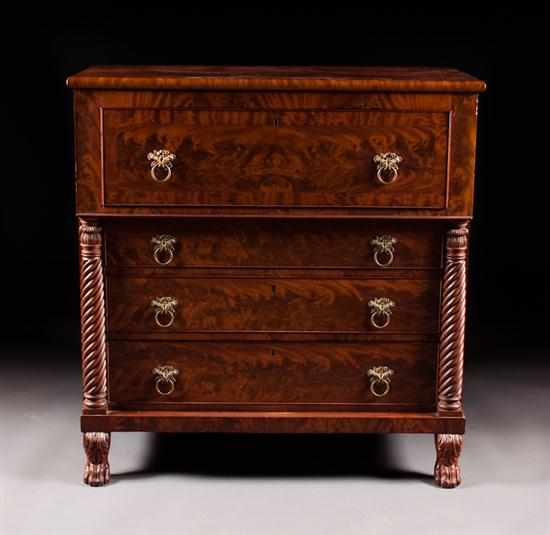 Appraisal: American Classical mahogany butler's desk Philadelphia circa fitted interior with