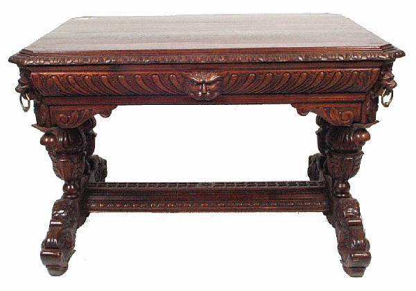 Appraisal: A Renaissance style table with lion head height in width