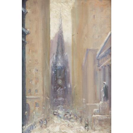 Appraisal: Johann Berthelsen American - View of Wall Street with Federal