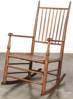 Appraisal: Shaker rush seat rocking chair