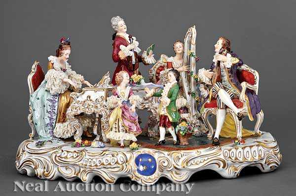 Appraisal: A Monumental German Polychrome and Gilt Porcelain Figural Group of