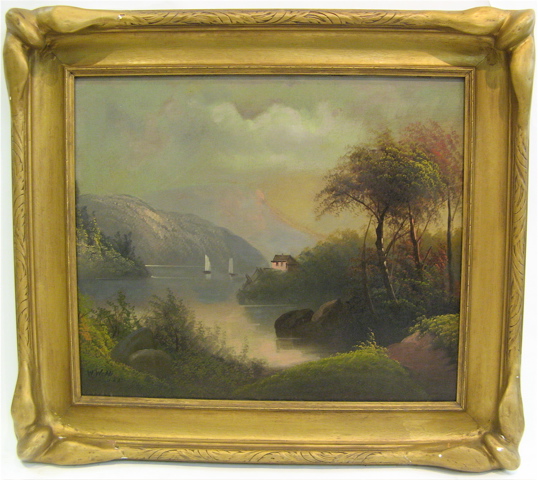 Appraisal: WILLIAM WELDI OIL ON PANEL Italian American born Mountain lake