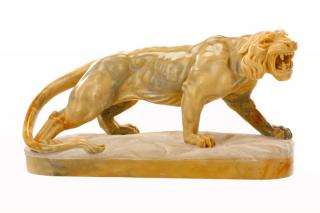 Appraisal: Continental Carved Marble Sculpture of a Tiger th century Continental