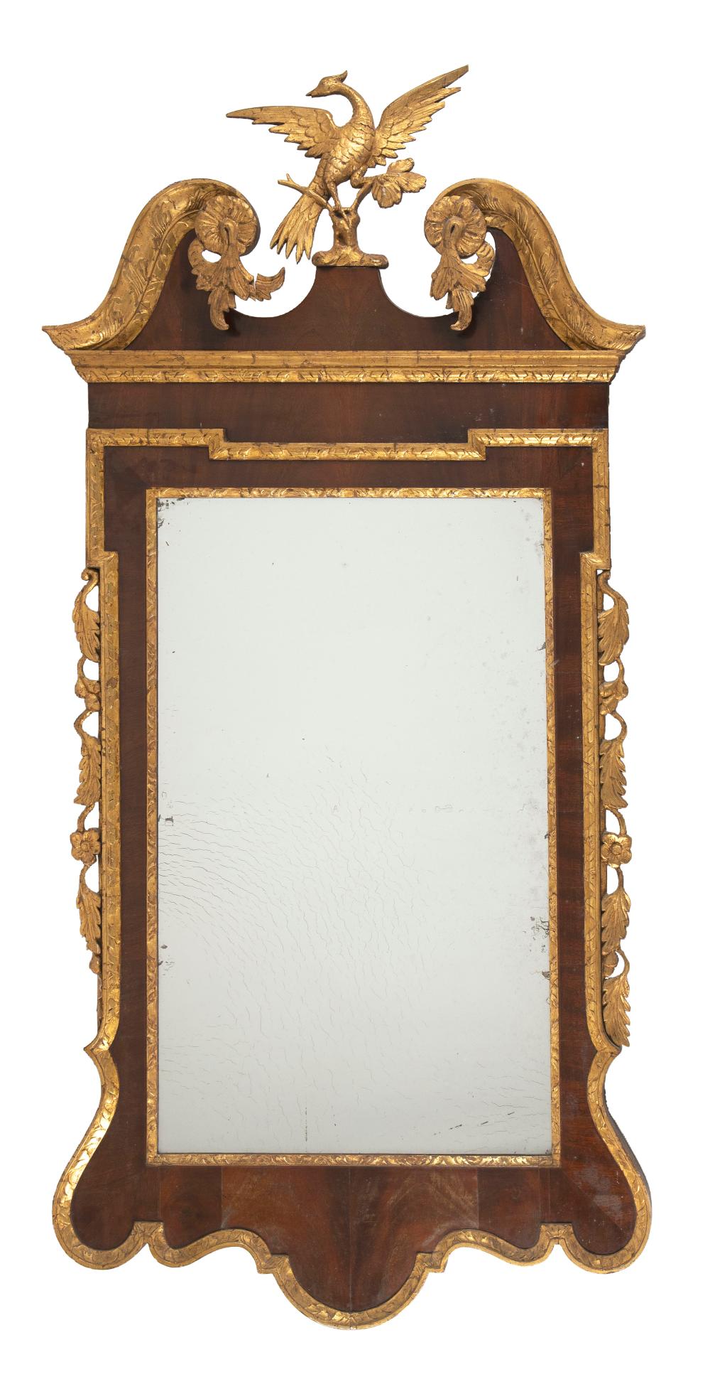 Appraisal: CHIPPENDALE MAHOGANY AND PARCEL-GILTWOOD CONSTITUTION MIRROR CIRCA HEIGHT WIDTH CHIPPENDALE