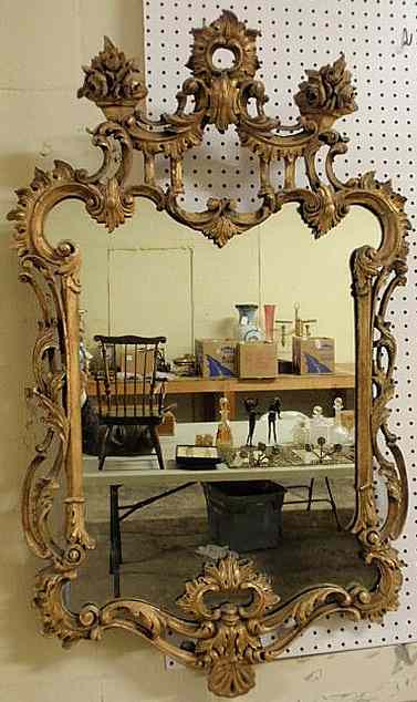 Appraisal: George III carved giltwood mirror c h x w