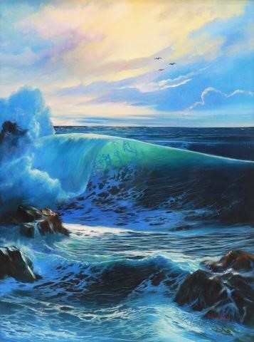 Appraisal: Framed oil on canvas painting Crashing Wave signed lower right