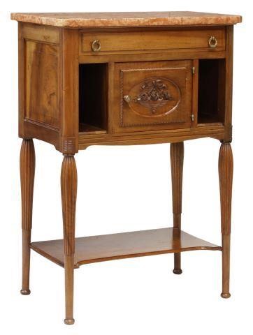 Appraisal: French Louis XVI style marble-top walnut nightstand early th c