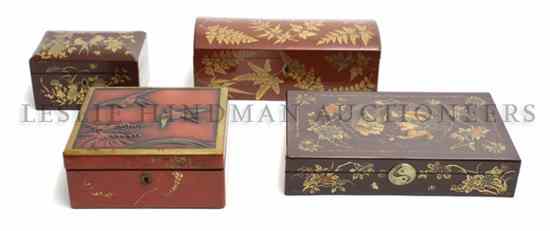 Appraisal: A Group of Four Lacquered Boxes each of rectangular form