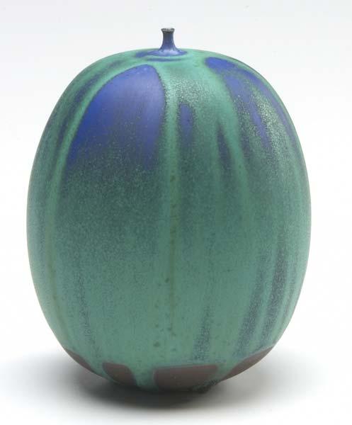 Appraisal: CABAT Feelie vase covered in teal over cobalt vellum glazes