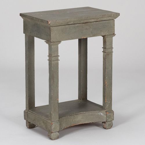 Appraisal: PROVINCIAL GREEN PAINTED SIDE TABLE PROBABLY SCANDINAVIANFitted with one drawer