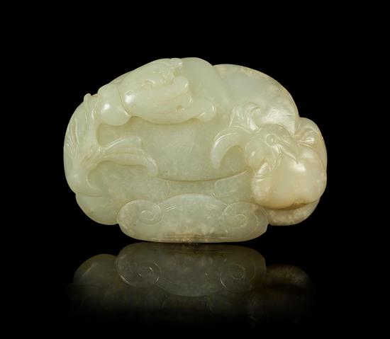 Appraisal: Sale Lot A Carved Celadon Jade Belt Buckle late qing