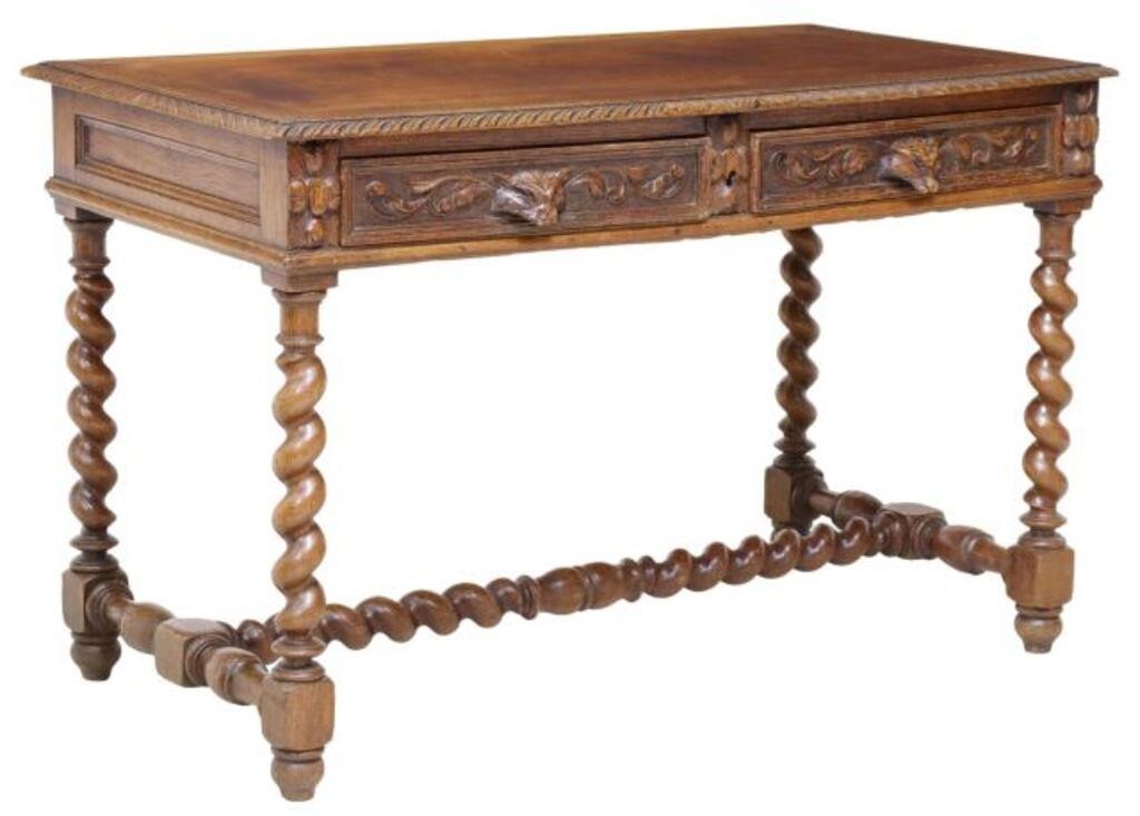 Appraisal: French Louis XIII style mixed-wood writing table th c oak