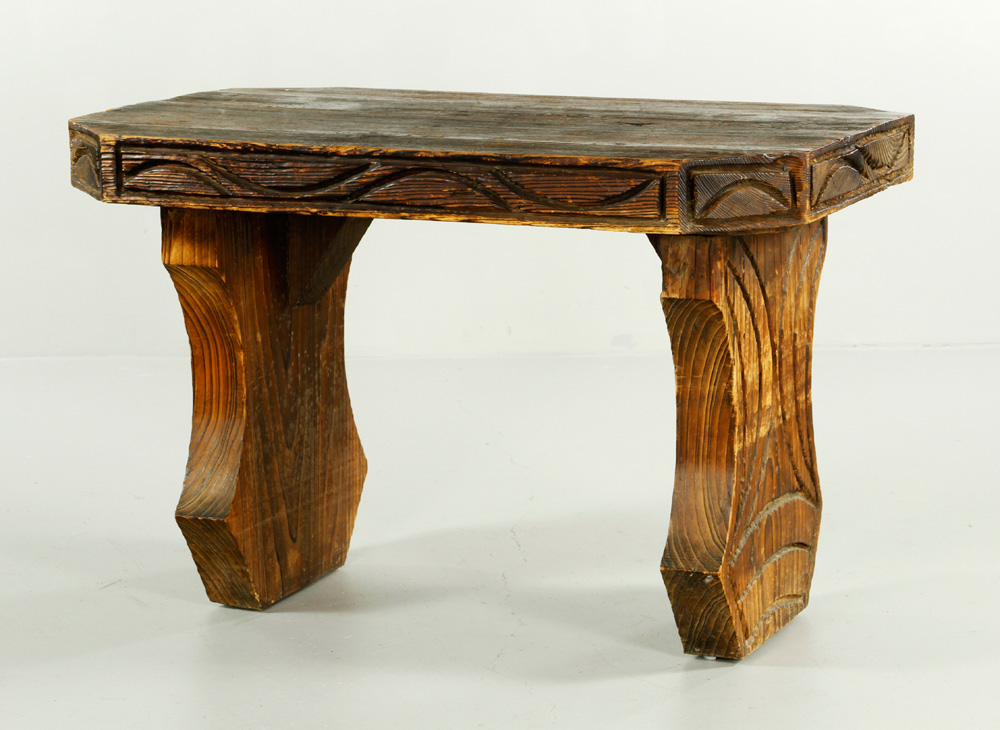 Appraisal: - Carved Wood Table Table carved wood h x w