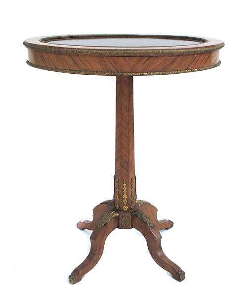 Appraisal: A Louis XV style gueridon with later leather top height