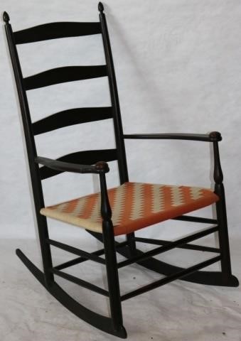 Appraisal: NUMBER SHAKER ROCKER LATE TH C EBONIZEDFINISH WITH ORIGINAL MT