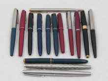 Appraisal: A mixed lot comprising fifteen Parker fountain pens including a