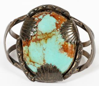 Appraisal: BENSON YAZZIE NAVAJO STERLING TURQUOISE BRACELET BENSON YAZZIE NAVAJO STERLING