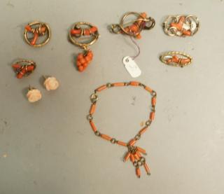 Appraisal: pc Coral Victorian Jewelry branch coral gold filled pins Small