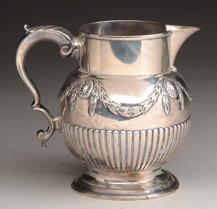 Appraisal: ENGLISH STERLING SMALL PITCHER Maker s mark GG London -