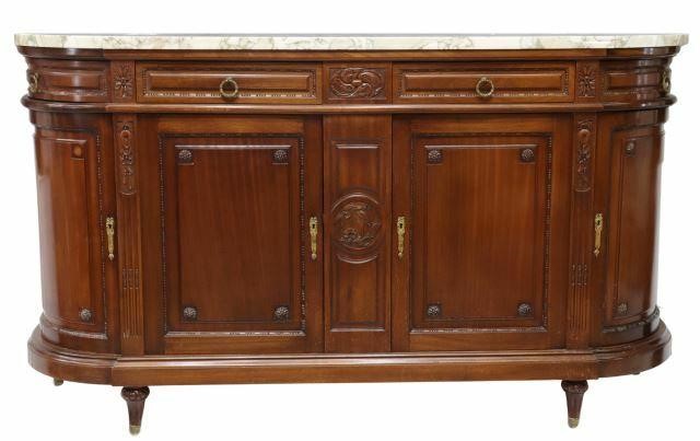 Appraisal: French Louis XVI style marble-top mahogany sideboard early th c