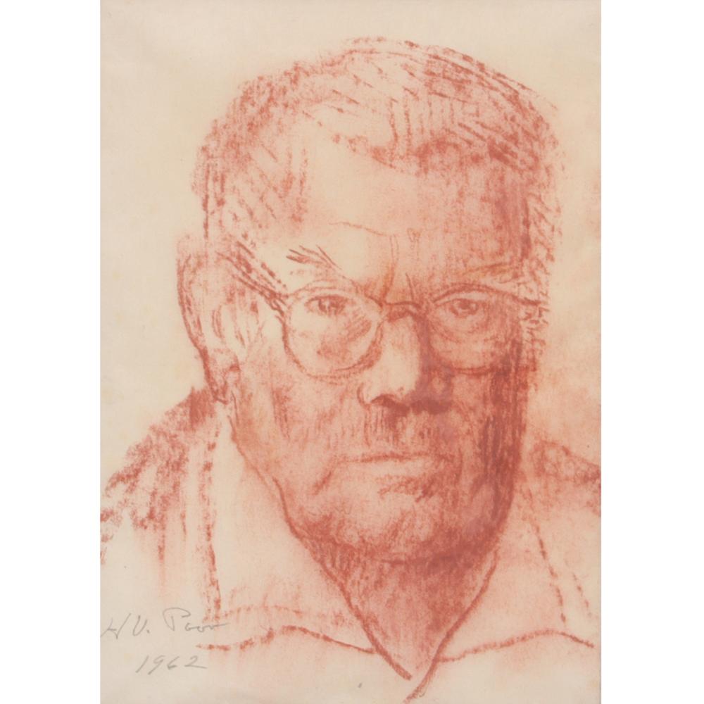 Appraisal: Henry Varnum Poor Kansas - Self Portrait conte crayon on