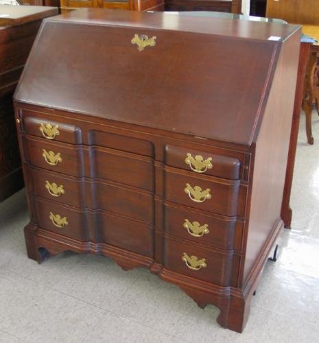 Appraisal: CHIPPENDALE STYLE MAHOGANY BLOCK-FRONT SECRETARY American th century The New