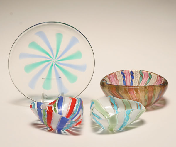 Appraisal: Four Murano polychrome art glass bowls one Salviati Three with