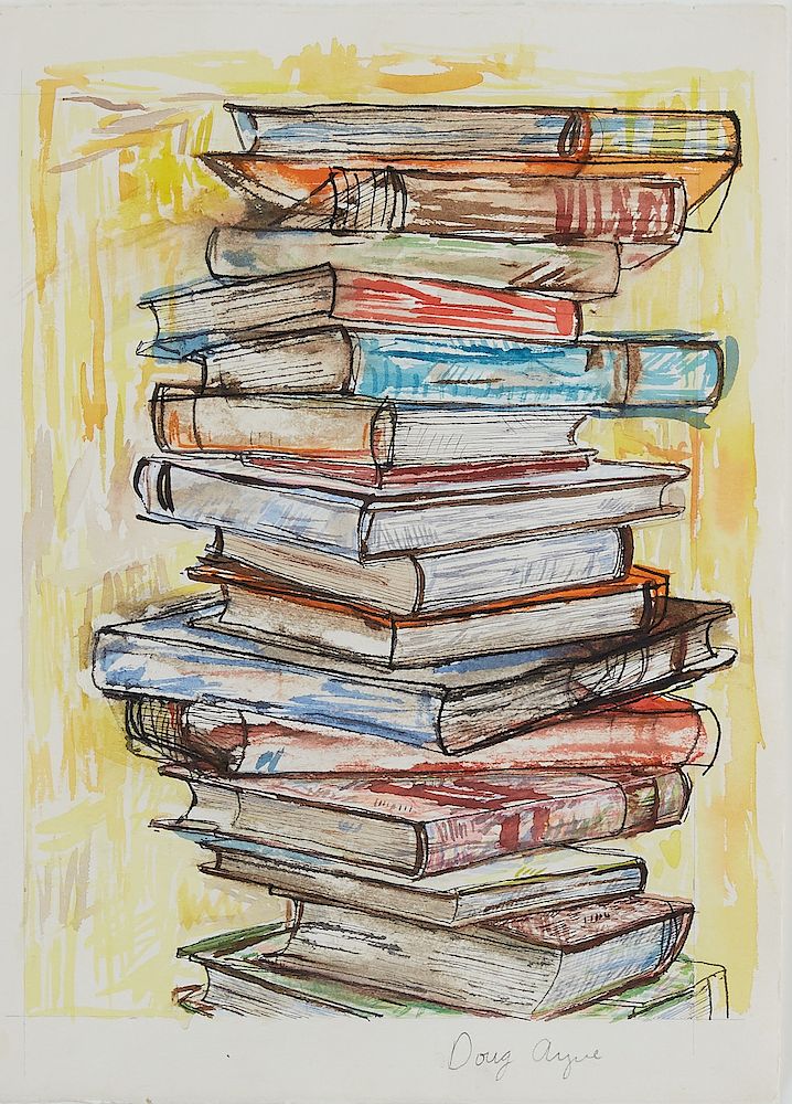 Appraisal: Doug Argue Books Watercolor Doug Argue b Watercolor on paper