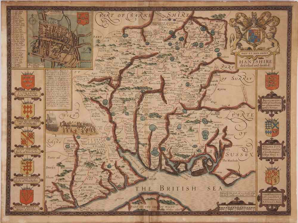 Appraisal: RARE HANDCOLORED COPPER ENGRAVED MAP - 'Hantshire described and devided