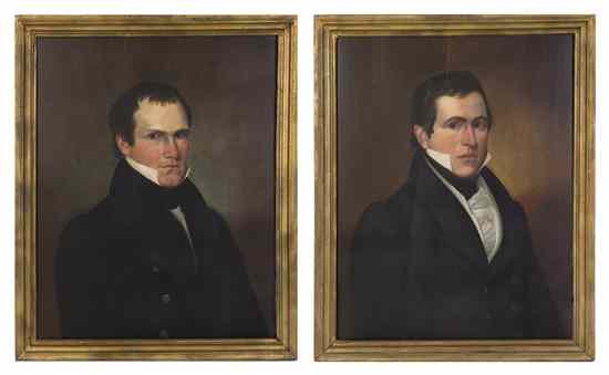 Appraisal: A Pair of American Folk Portraits on Panel depicting two