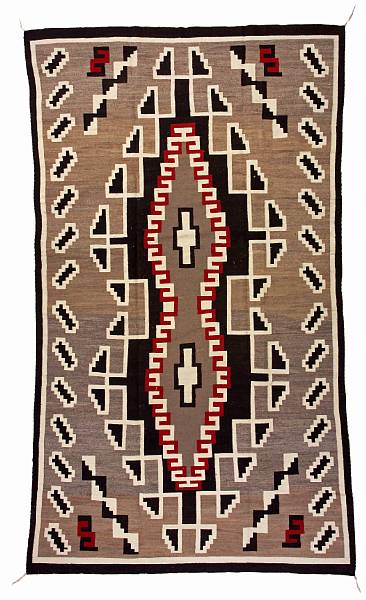 Appraisal: A large Navajo rug Centering an enormous stepped diamond medallion