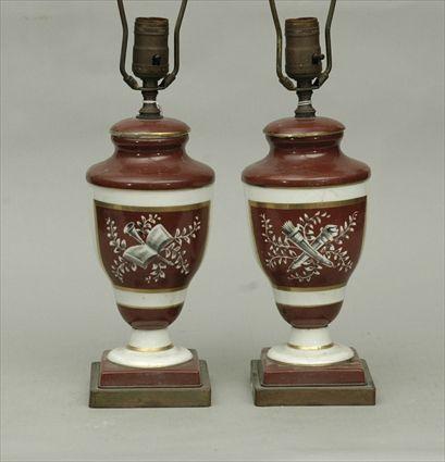 Appraisal: Pair of Glass Lamps