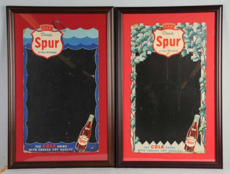 Appraisal: Lot of Cardboard Spur Menu Signs Description s Both framed