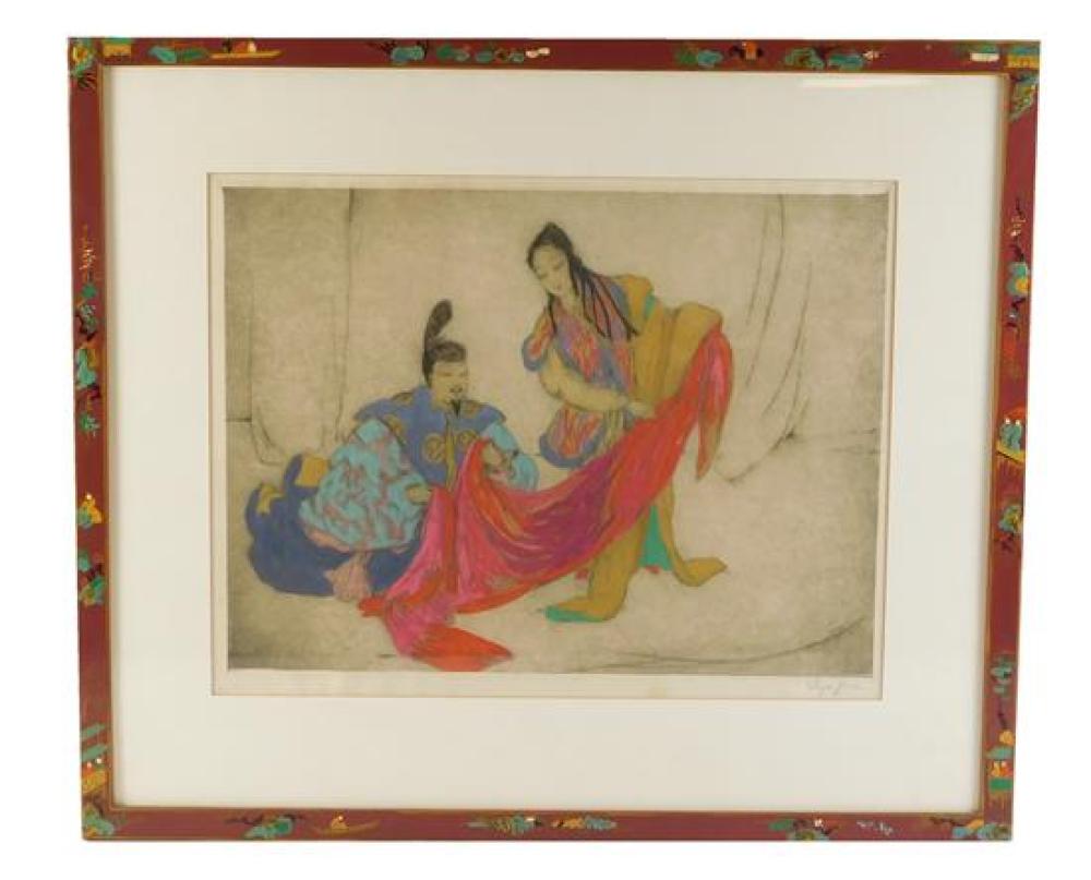 Appraisal: Elyse Ashe Lord England - colored etching Asian man and