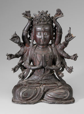 Appraisal: Bronze Figure of Avalokitesvara Chinese th century Ming style old