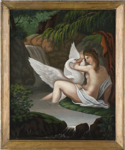 Appraisal: European School Leda the Swan th c oil on canvas